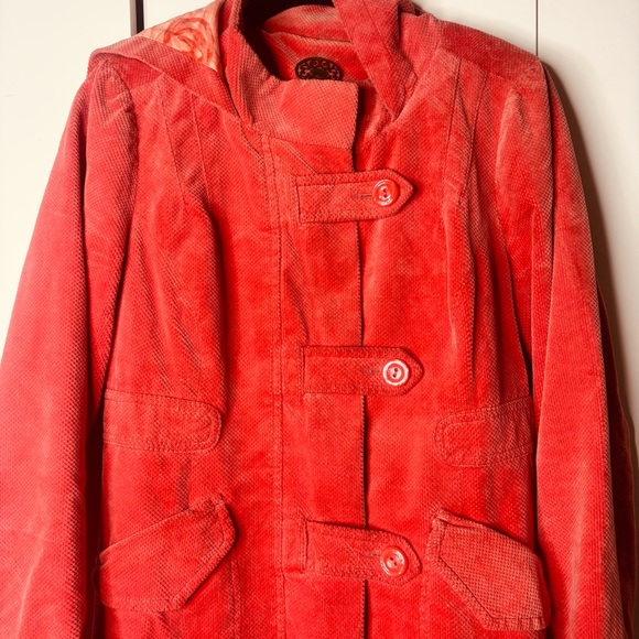 Idra Coral corduroy Hooded Pea Coat - Picture 7 of 9